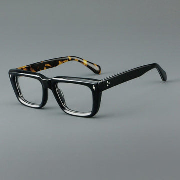 Sutton Retro Rectangle Acetate Glasses Frame Rectangle Frames Southood Black leopard